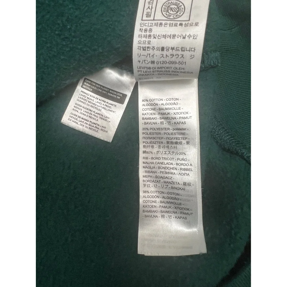 Levi’s‎ Relaxed Hoodie XS Forest Green Logo Pullover Cotton Blend Unisex